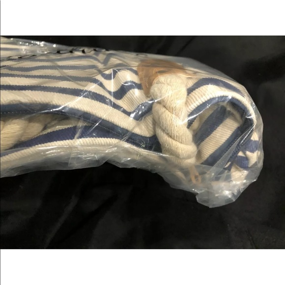 Summer and Rose Striped Tote Beach Bag Dark Navy Stripes Rope $58 - Picture 5 of 8